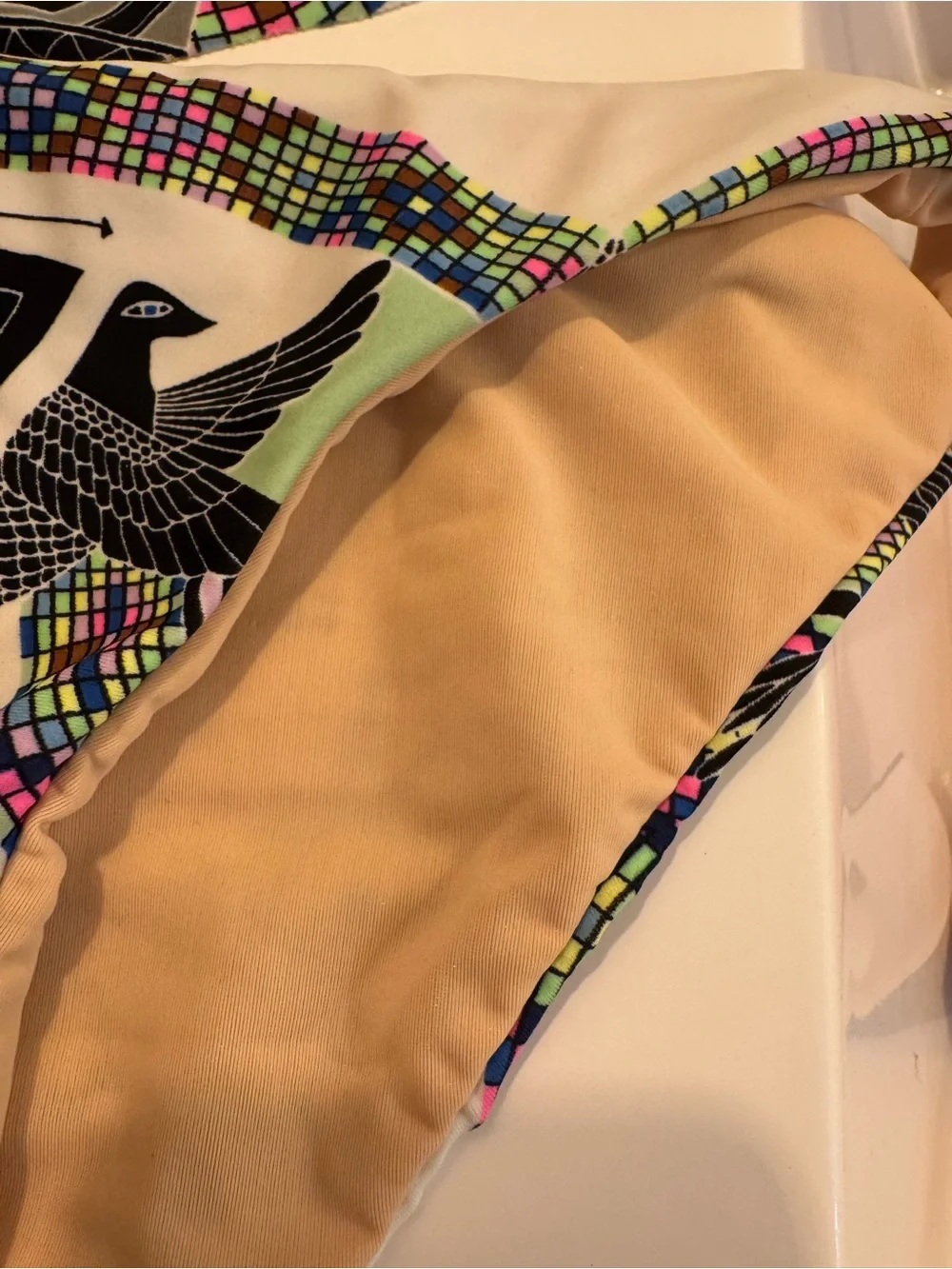 Mara Hoffman Y2K Low Rise Bottoms Pink Yellow Blue Geometric Flounce Bikini Set